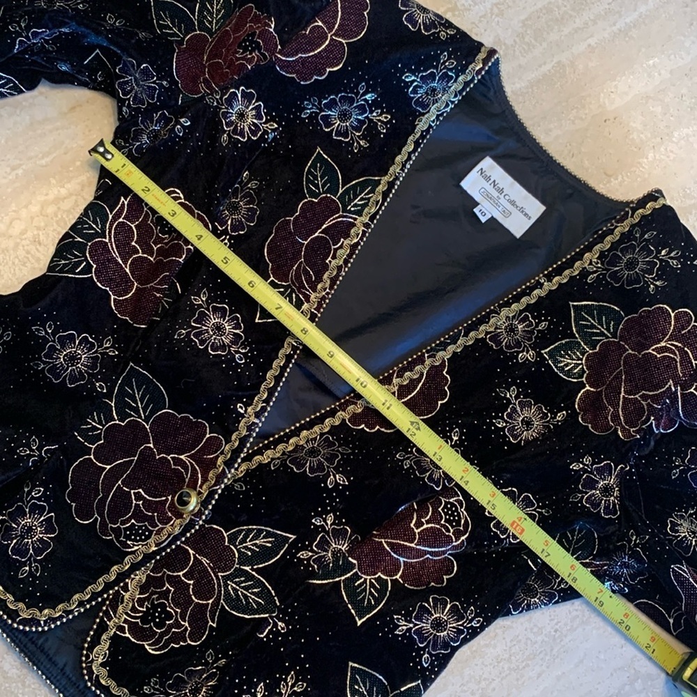 JONATHAN TAIT NAH NAH COLLECTION jacket women's 10, black floral velvet. EUC - Picture 16 of 17